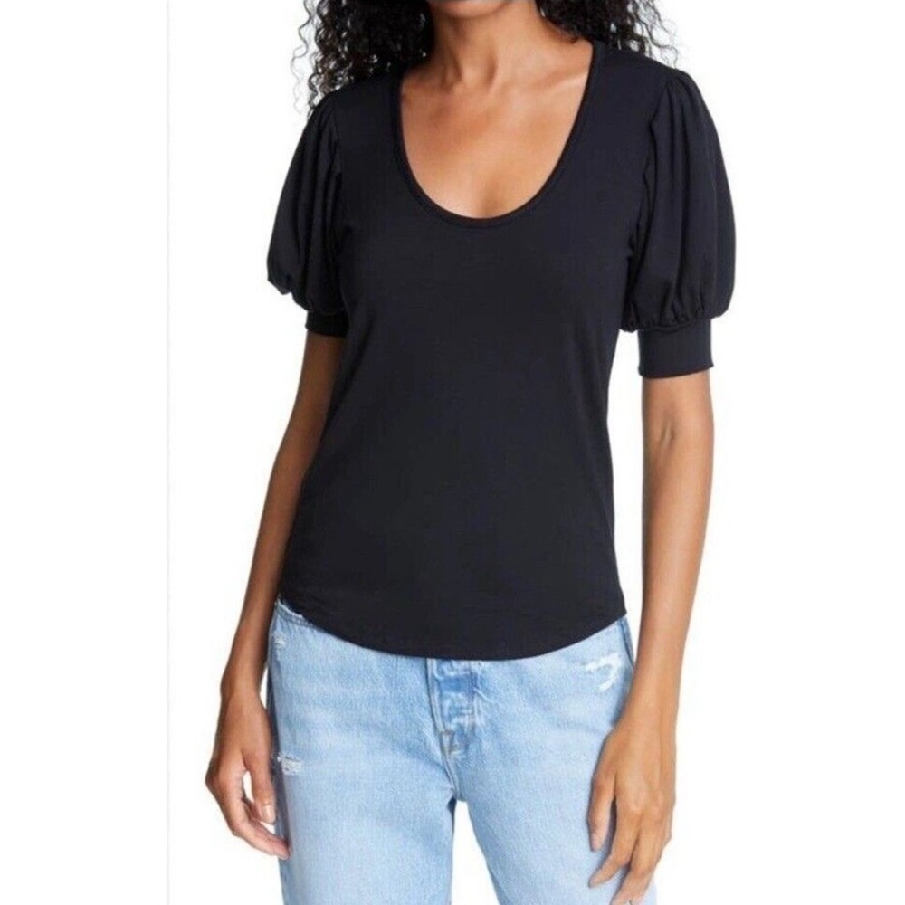 Frame puff sleeve scoop neck Top - Picture 2 of 5